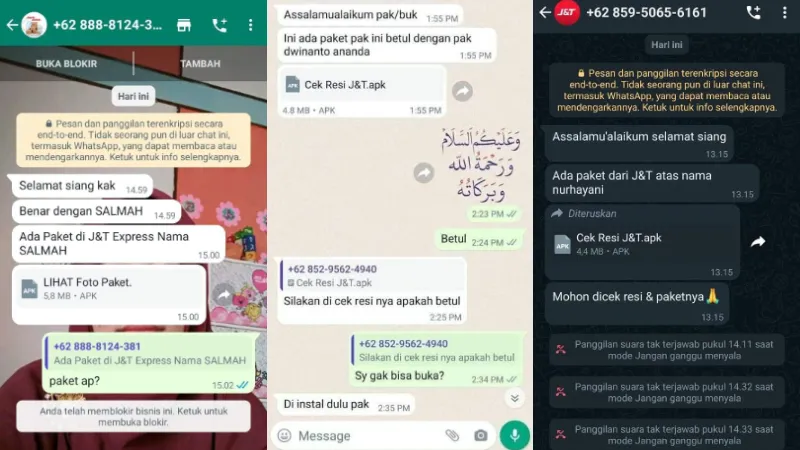 Hati-hati Modus Penipuan Kurir Kirim File APK, Aplikasi Bisa Curi Data dan Bobol Rekening 4 Modus penipuan kurir APK