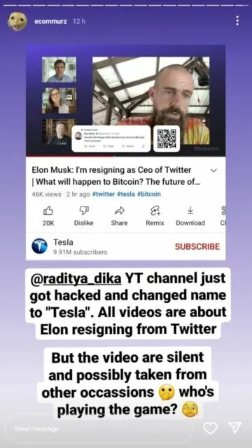 Akun YouTube Raditya Dika Hilang Usai Diretas, Hacker Sempat Unggah Video Elon Musk 4 Tampilan YouTube Raditya Dika usai diretas