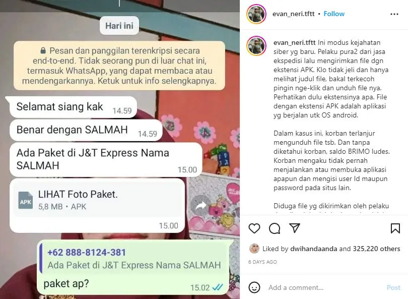 Hati-hati Modus Penipuan Kurir Kirim File APK, Aplikasi Bisa Curi Data dan Bobol Rekening 3 Modus penipuan APK