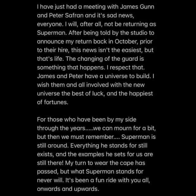 Henry Cavill Batal Kembali Perankan Superman: Saya Hormati Keputusan Mereka 3 Pernyataan lengkap Henry Cavill