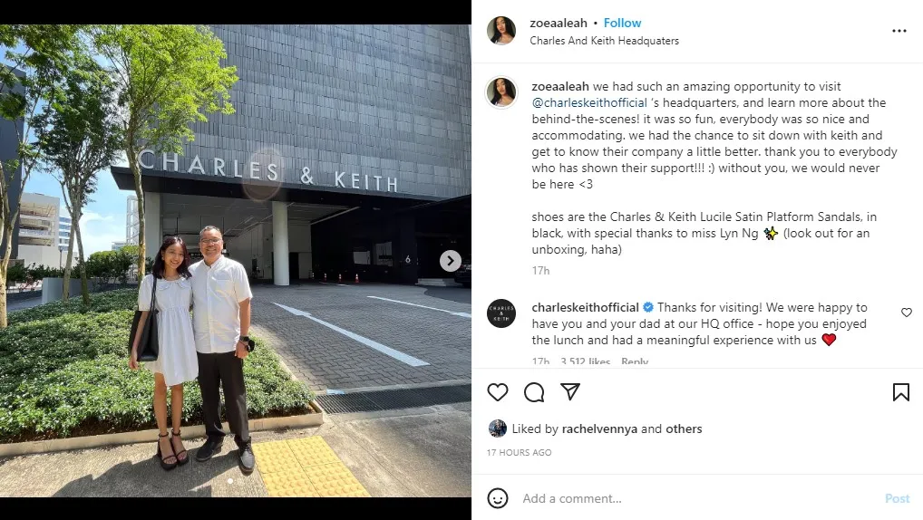 Cerita Remaja Dibully Usai Sebut Tas Charles & Keith sebagai Produk Mewah, Berujung Banjir Dukungan 2 Zoe Gabriel dan sang ayah mendapat jamuan makan siang dari C&K