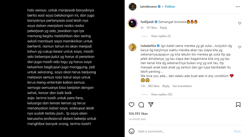 Devano Danendra Buka Suara Usai Curhat Ingin Mengakhiri Karier, Akui Capek dan Minta Doa 4 Devano Danendra buka suara perdana usai curhat pilu