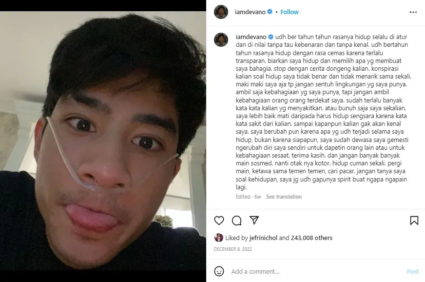 Devano Danendra Buka Suara Usai Curhat Ingin Mengakhiri Karier, Akui Capek dan Minta Doa 6 Curhatan Devano Danendra