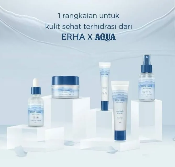 10 Kolaborasi Unik Produk Kecantikan dengan Brand Makanan dan Minuman 11 ERHA X AQUA