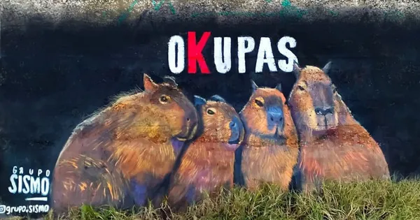 6 Fakta Unik Capybara, Hewan Pengerat Terbesar yang Viral jadi Meme 'Masbro' 10 capybara menjadi maskot di Argentina