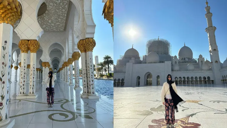 Jennie BLACKPINK Kunjungi Masjid di Abu Dhabi, Gayanya Pakai Pashmina Hitam Disorot 4 Jennie berfoto di masjid