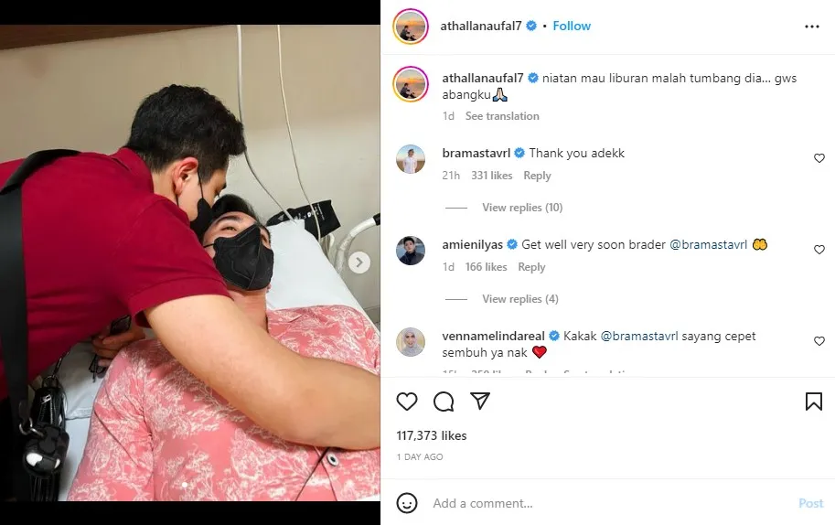 Lagi Liburan, Verrell Bramasta Dilarikan ke Rumah Sakit Gegara Terserang Bali Belly 4 Athalla Naufal jenguk sang kakak
