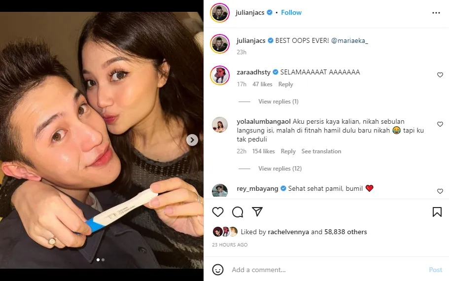 Julian Jacob dan Mirriam Eka Umumkan Kehamilan Anak Pertama: Best Oops Ever! 3 Julian Jacob umumkan kehamilan pertama