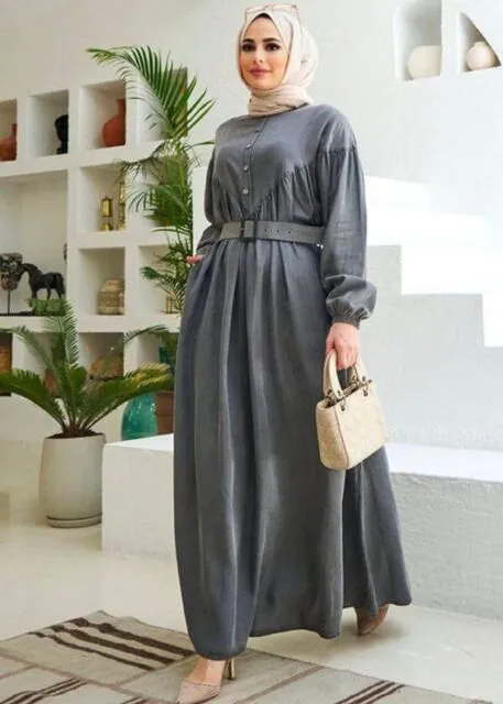 Baju Abu-abu cocok dengan Hijab Warna Apa? Ini Dia Rekomendasinya! 13 gamis maxi abu-abu dan hijab cream