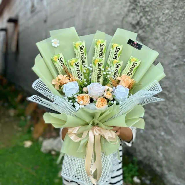 11 Contoh Buket Snack Unik untuk Wisuda, Kado Ulang Tahun, Anniversary, dll 13 bucket bunga serba hijau