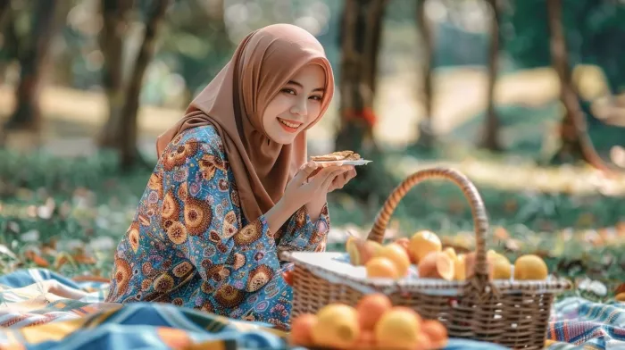 10 Ide Outfit Piknik ke Taman untuk Hijaber, Nyaman Buat Refreshing 20