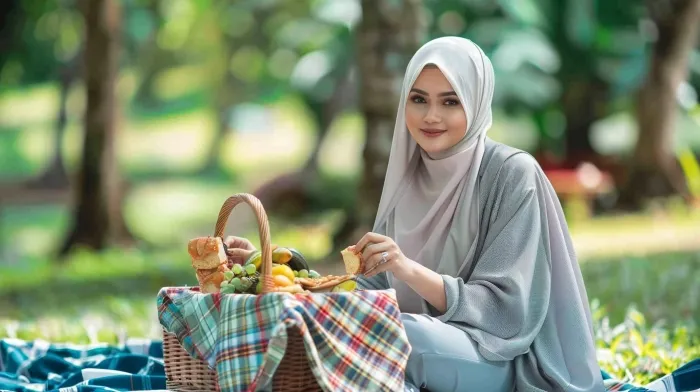 10 Ide Outfit Piknik ke Taman untuk Hijaber, Nyaman Buat Refreshing 18