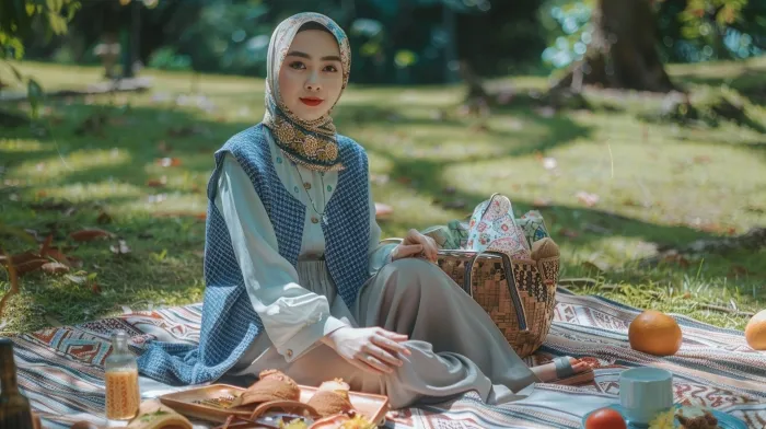 10 Ide Outfit Piknik ke Taman untuk Hijaber, Nyaman Buat Refreshing 12