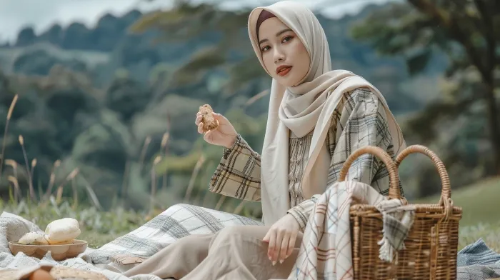 10 Ide Outfit Piknik ke Taman untuk Hijaber, Nyaman Buat Refreshing 19