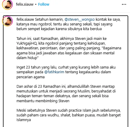 Mantap Jadi Mualaf, Steven Wongso Dibimbing Ustadz Felix Siauw! 4