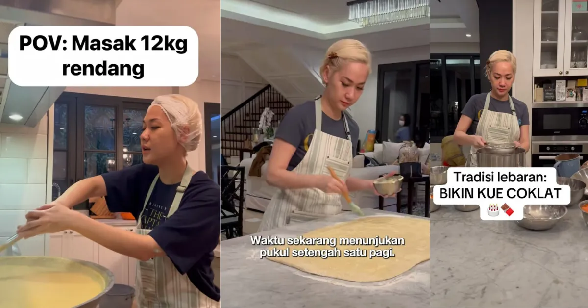Potret Artis yang Langganan Masak Sendiri saat Lebaran 3 BCL sedang memasak