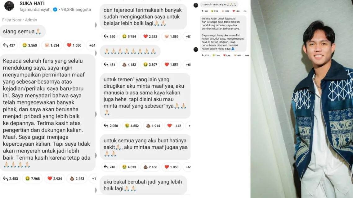Ramai Disebut Redflag! 5 Fakta Drama Cinta Segitiga Fajar Idol: Efek Star Syndrome? 10 pernyataan maaf Fajar