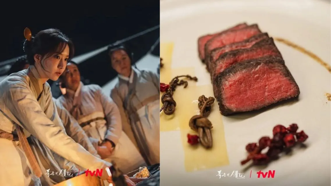23 Momen Romantis Yoona dan Chaemin di Bon Appetit, Your Majesty Penuh Chemistry 29 Momen Romantis Yoona dan Chaemin di Drakor Bon Appetit, Your Majesty -sajian steak