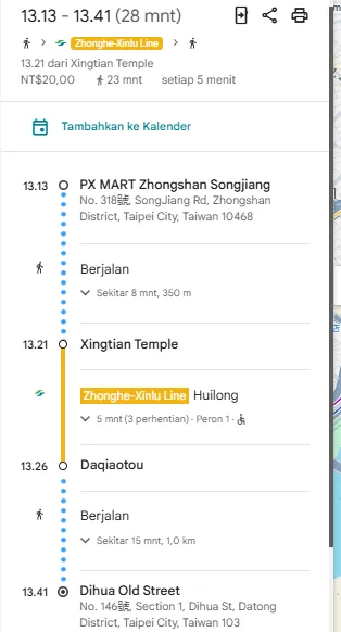 Tutorial naik MRT Taiwan dengan Bantuan Google Maps 22