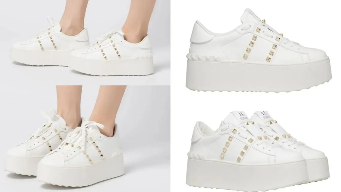 Sepatu Branded Wanita Terbaik 2025: 17 Rekomendasi Elegan & Timeless untuk Fashionista 18 sepatu branded wanita-Valentino Garavani Flatform Rockstud Sneaker