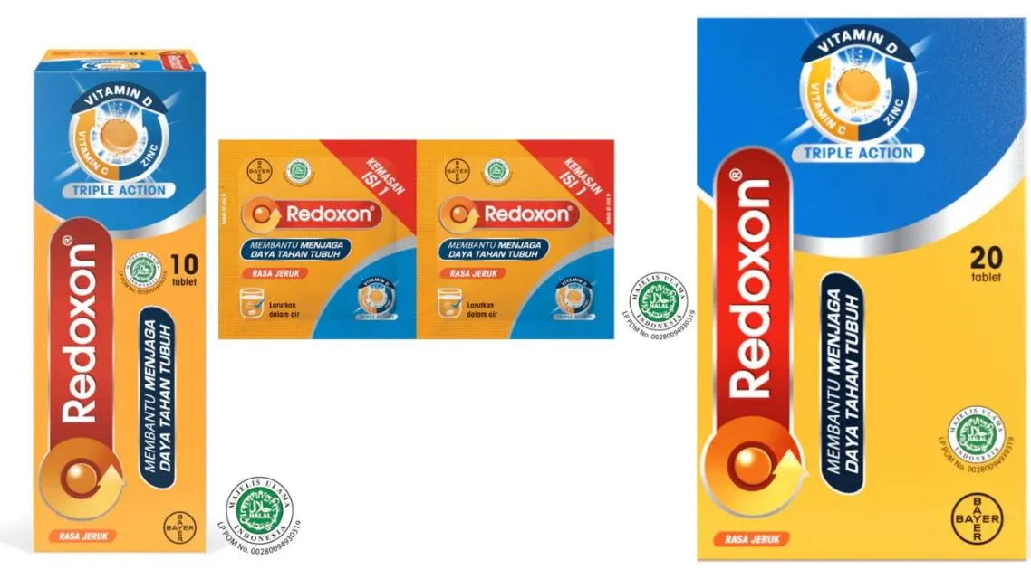 Super Ampuh!12 Pilihan Vitamin untuk Daya Tahan Tubuh di Musim Hujan 13 vitamin untuk daya tahan tubuh- Redoxon Triple Action (Vitamin C + D + Zinc)