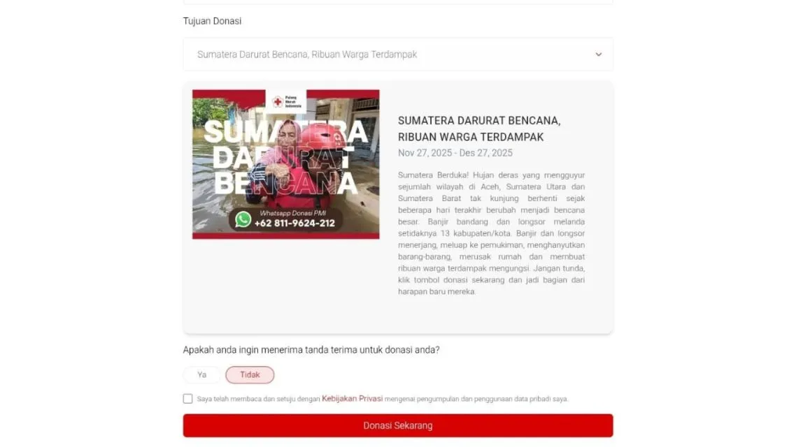 Lembaga Terpercaya Donasi Sumatra Darurat Bencana: 13 Rekomendasi Paling Kredibel untuk Berdonasi dan Terbukti Menyalurkan Bantuan 16 lembaga terpecaya donasi-PMI