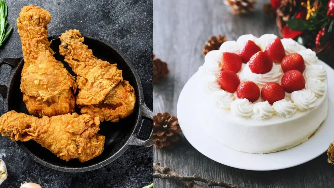 15 Hidangan Khas Natal di Berbagai Negara Paling Ikonik yang Wajib Kamu Tahu 26 Jepang â Christmas Fried Chicken & Christmas Cake (Kurisumasu Keki)