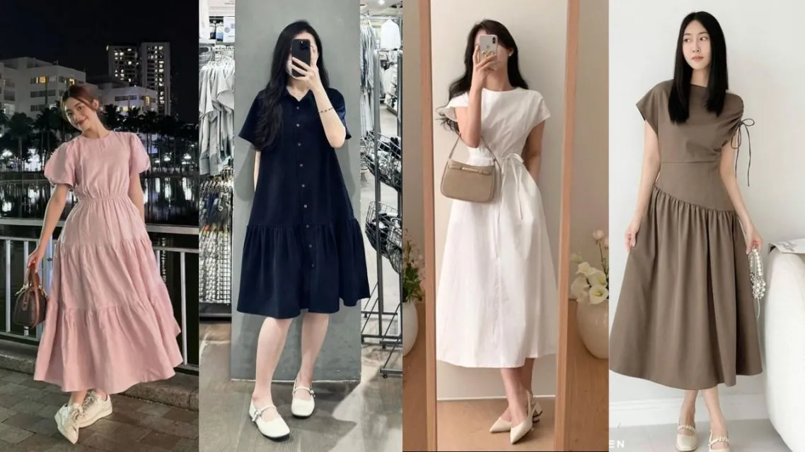 12 Ide Outfit Bukber Non Hijab yang Sopan & Tetap Stylish, Cocok buat Gen Z sampai Milenial 17 Dress Polos Simple
