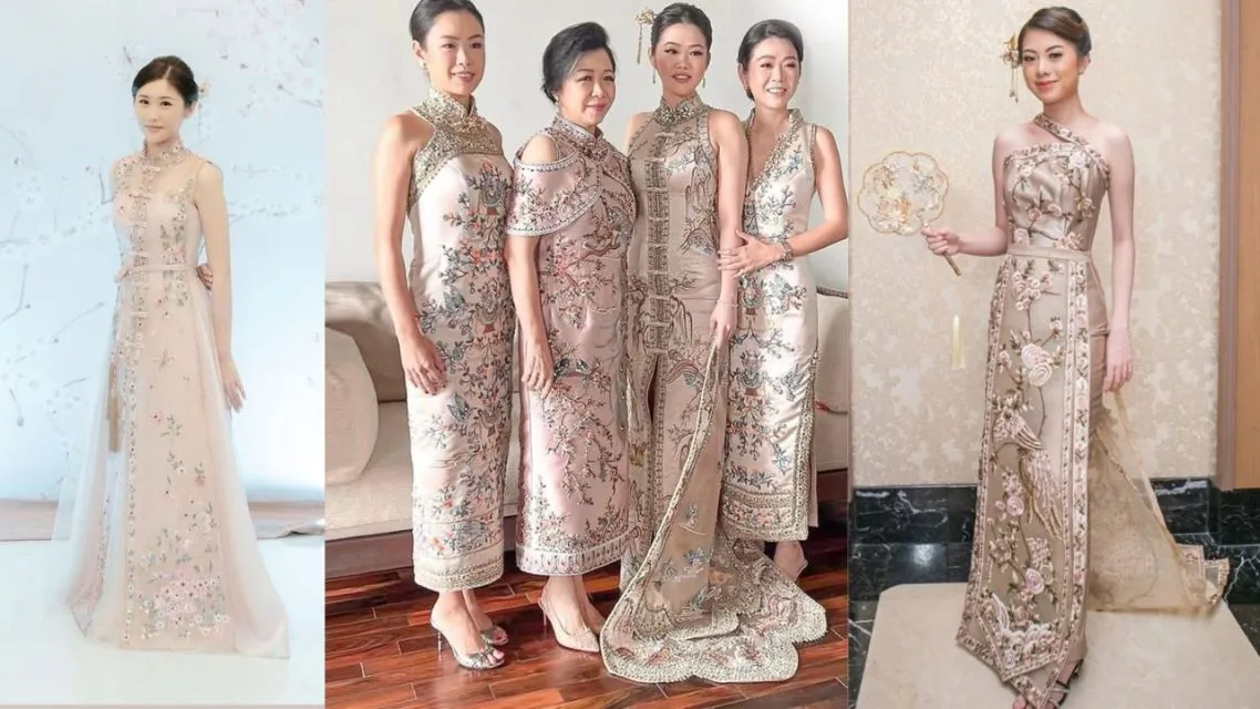 12 Inspirasi Cheongsam Modern Nggak Harus Merah Klasik, Tetap Meriah dan Bermakna 15 Cheongsam Brokat Transparan Layered