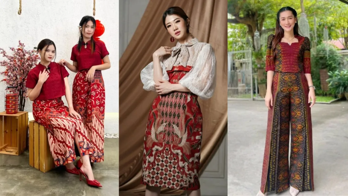 Batik Kontemporer Nuansa Merah Emas