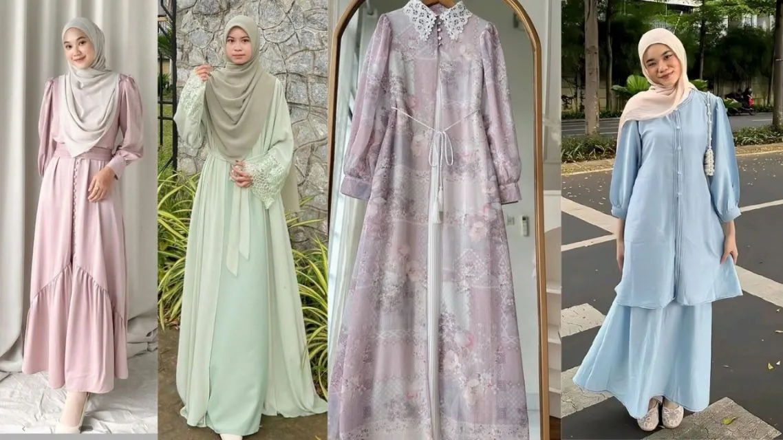Gamis dengan Warna Pastel yang Lembut dan Elegan