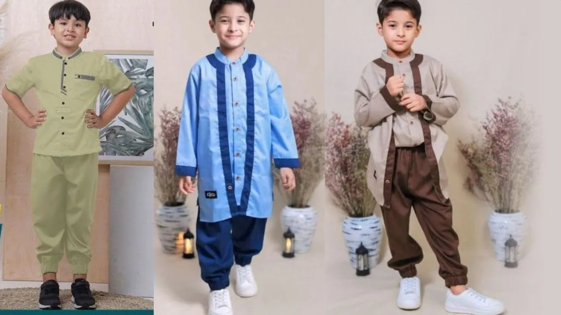 10 Baju Lebaran Anak Laki-Laki Stylish, Bikin Si Kecil Ganteng Maksimal 13 Setelan Koko dengan Celana Jogger