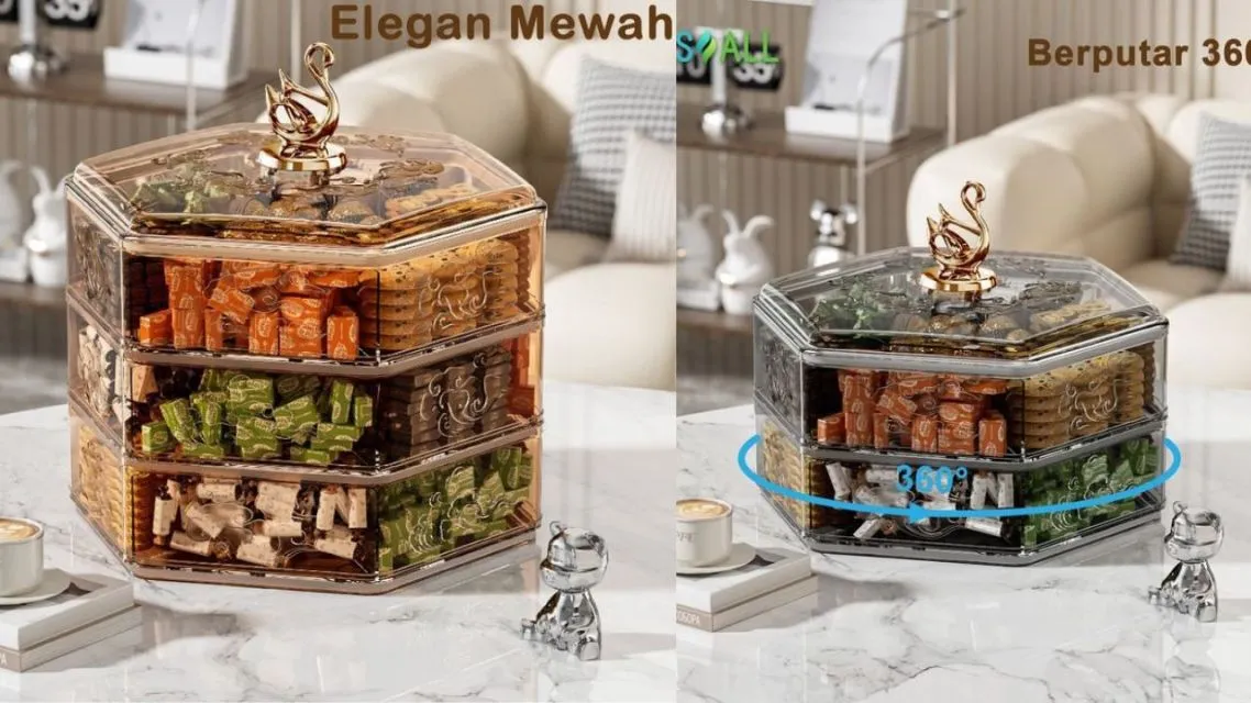 12 Toples Lebaran Kekinian 2026 yang Elegan, Estetik, dan Bikin Suguhan Hari Raya Makin Cantik 15 Toples Lebaran Akrilik Bentuk Hexagon