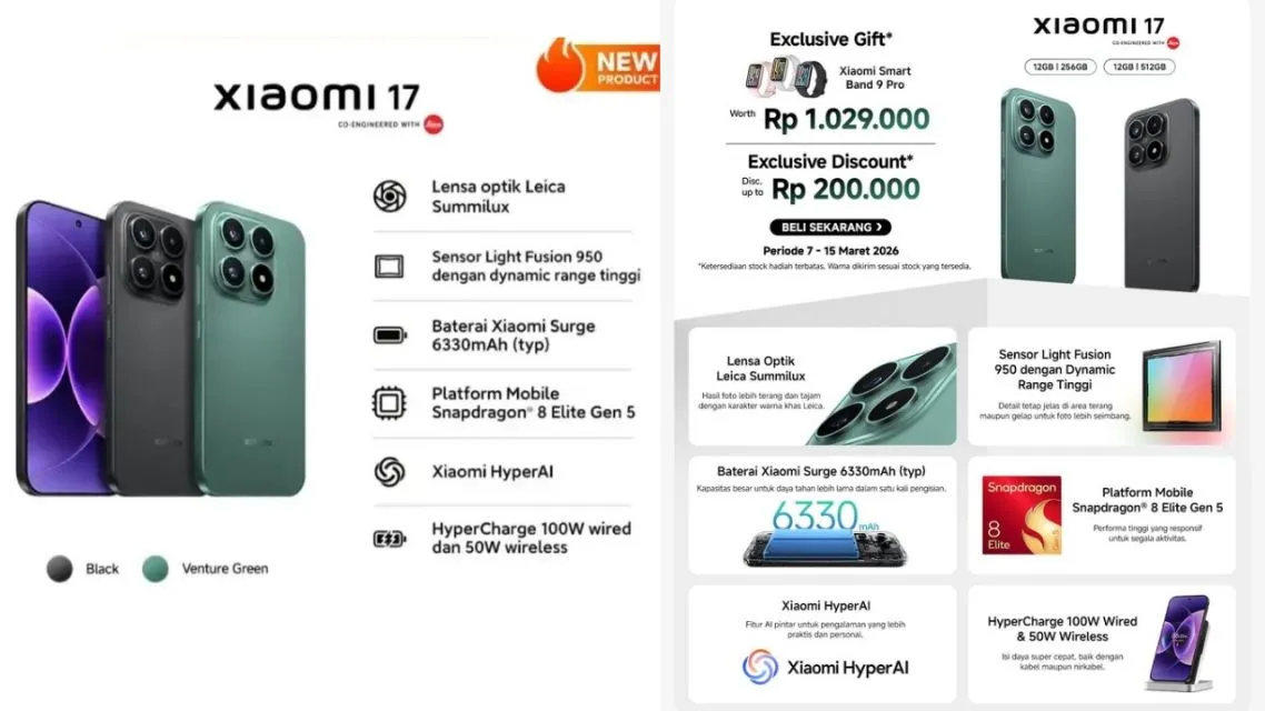 Leica, Snapdragon 8 Elite, dan Harga yang Menggiurkan! 5 Alasan Xiaomi 17 Terbaru 2026 Langsung Jadi Incaran 12 Harga Resmi Xiaomi 17