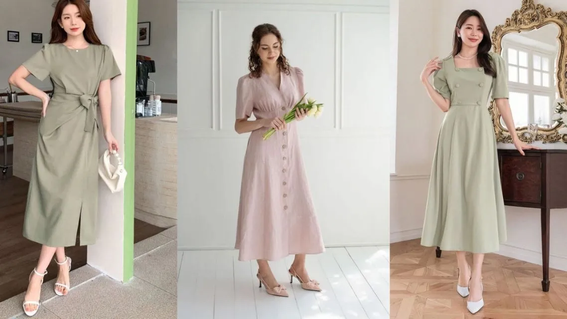 12 Inspirasi Outfit Jumat Agung Wanita yang Sopan dan Elegan Anti Saltum untuk Ibadah 21 Soft Look â Dress Warna Sage atau Dusty