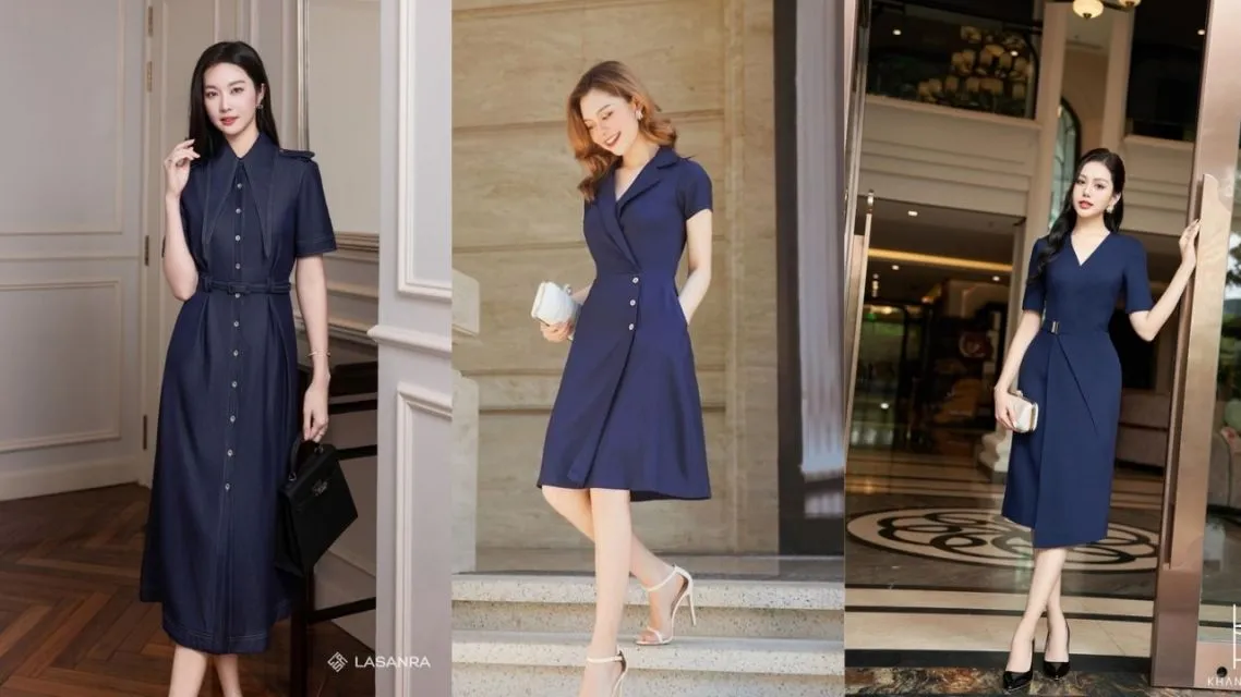 12 Inspirasi Outfit Jumat Agung Wanita yang Sopan dan Elegan Anti Saltum untuk Ibadah 22 Classic Look â Dress Navy