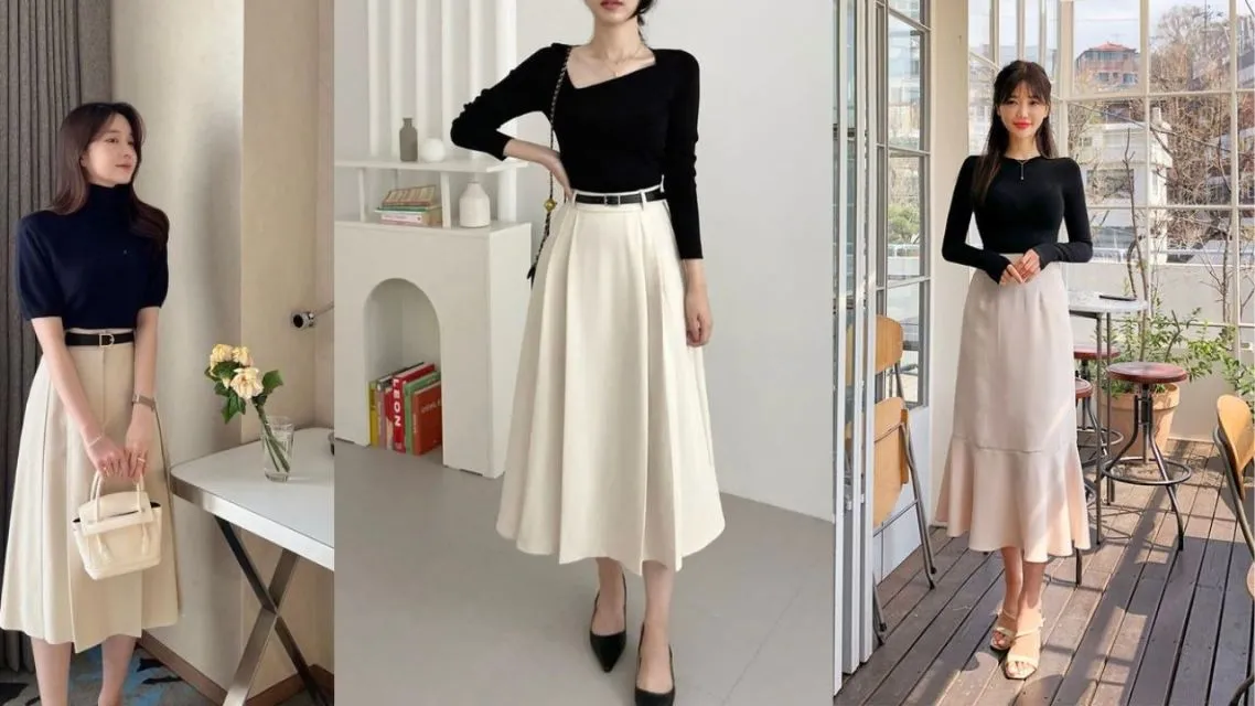 12 Inspirasi Outfit Jumat Agung Wanita yang Sopan dan Elegan Anti Saltum untuk Ibadah 25 Effortless Look â Knit Top dan Rok Panjang