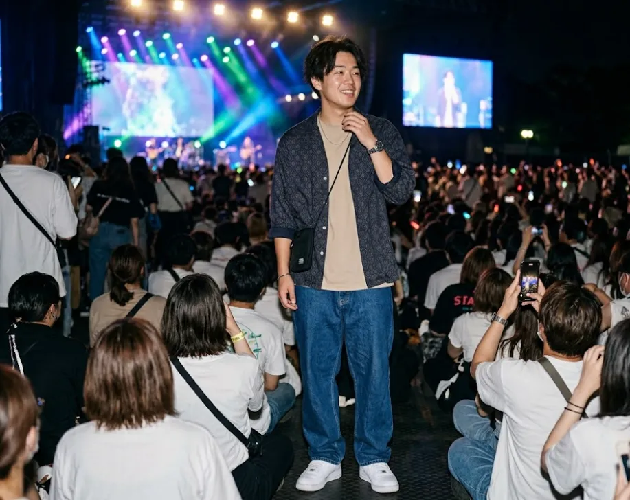 hipwee-Camp collar shirt + basic tee + loose jeans untuk nonton konser