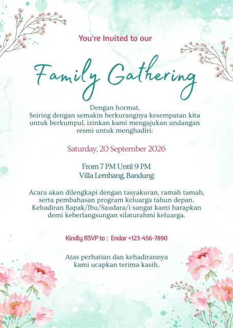 contoh undangan family gathering keluarga besar