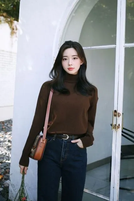 mocha brown turtleneck