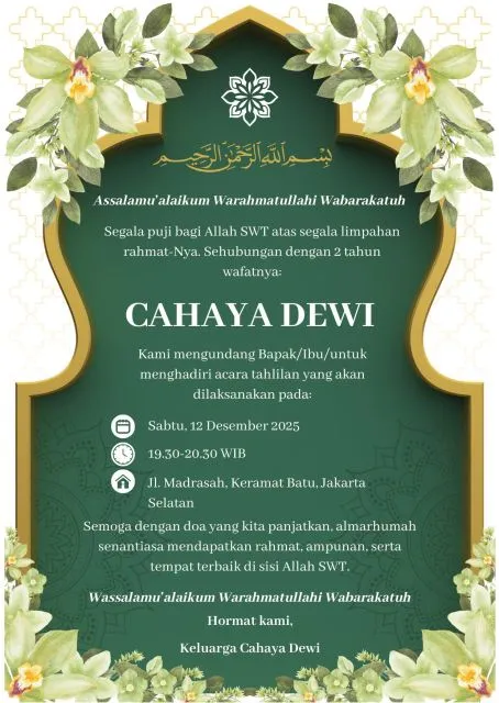 undangan tahlilan 2 tahun