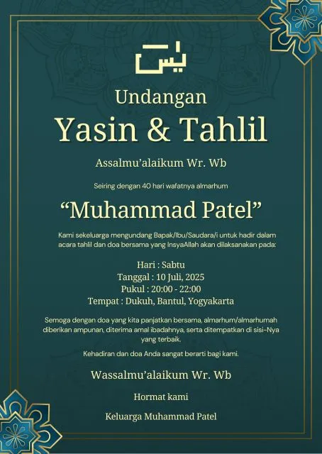 undangan tahlilan 40 hari