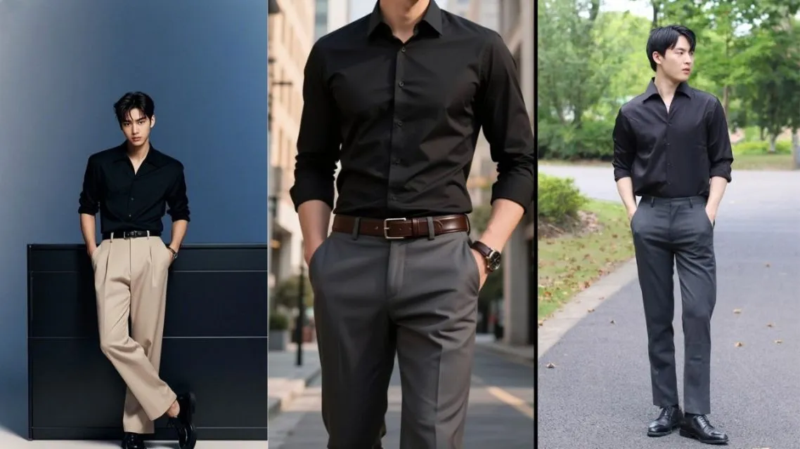12 Outfit Jumat Agung Pria yang Rapi, Sopan, dan Tetap Stylish. Bikin Tampilanmu Makin Percaya Diri 14 Outfit Jumat Agung Pria Formal Tenang â Kemeja Hitam dan Celana Bahan
