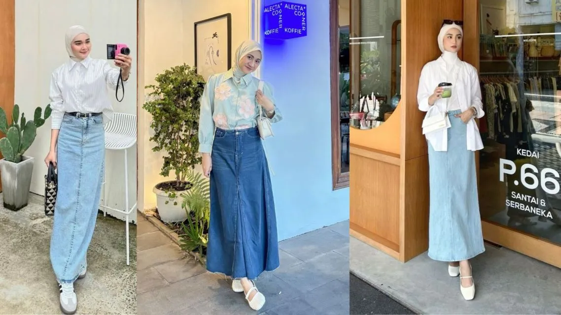 12 Inspirasi OOTD Rok Jeans yang Stylish dan Kekinian untuk Semua Bentuk Tubuh 15 ootd rok jeans (3)