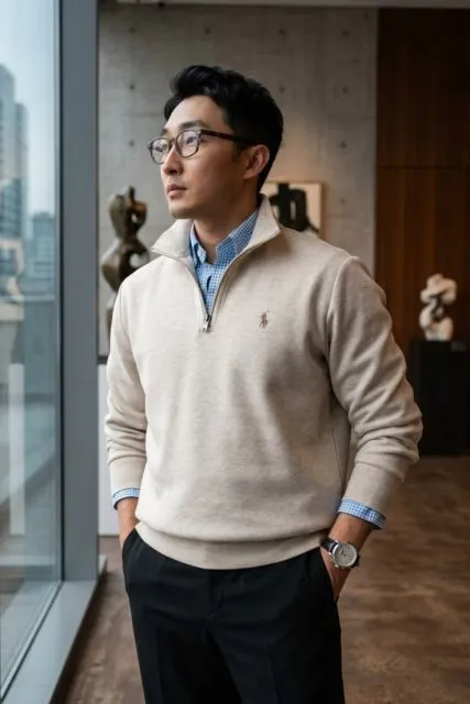 collared sweater dan celana tailor