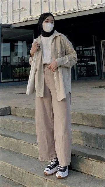 kemeja oversize dan celana kulot