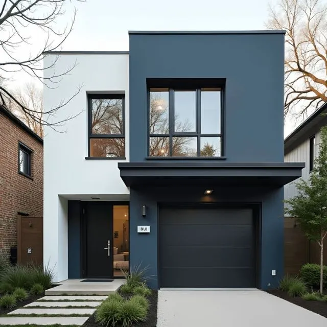 navy blue house exterior