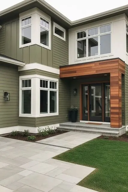 olive green house exterior