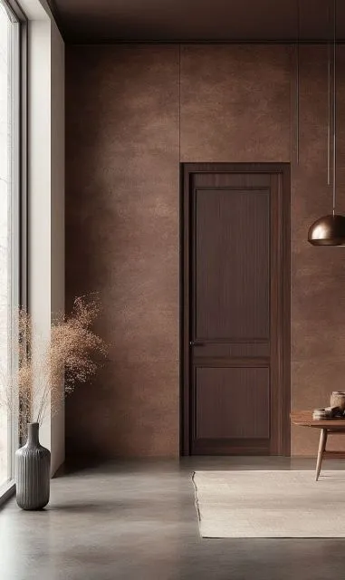 pintu warna cokelat natural