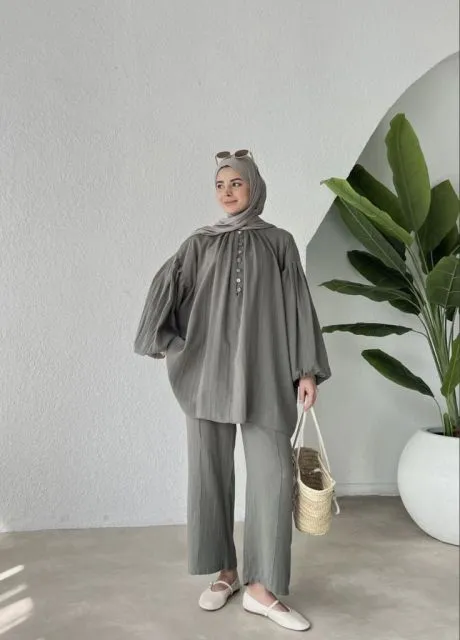 setelan linen minimalis